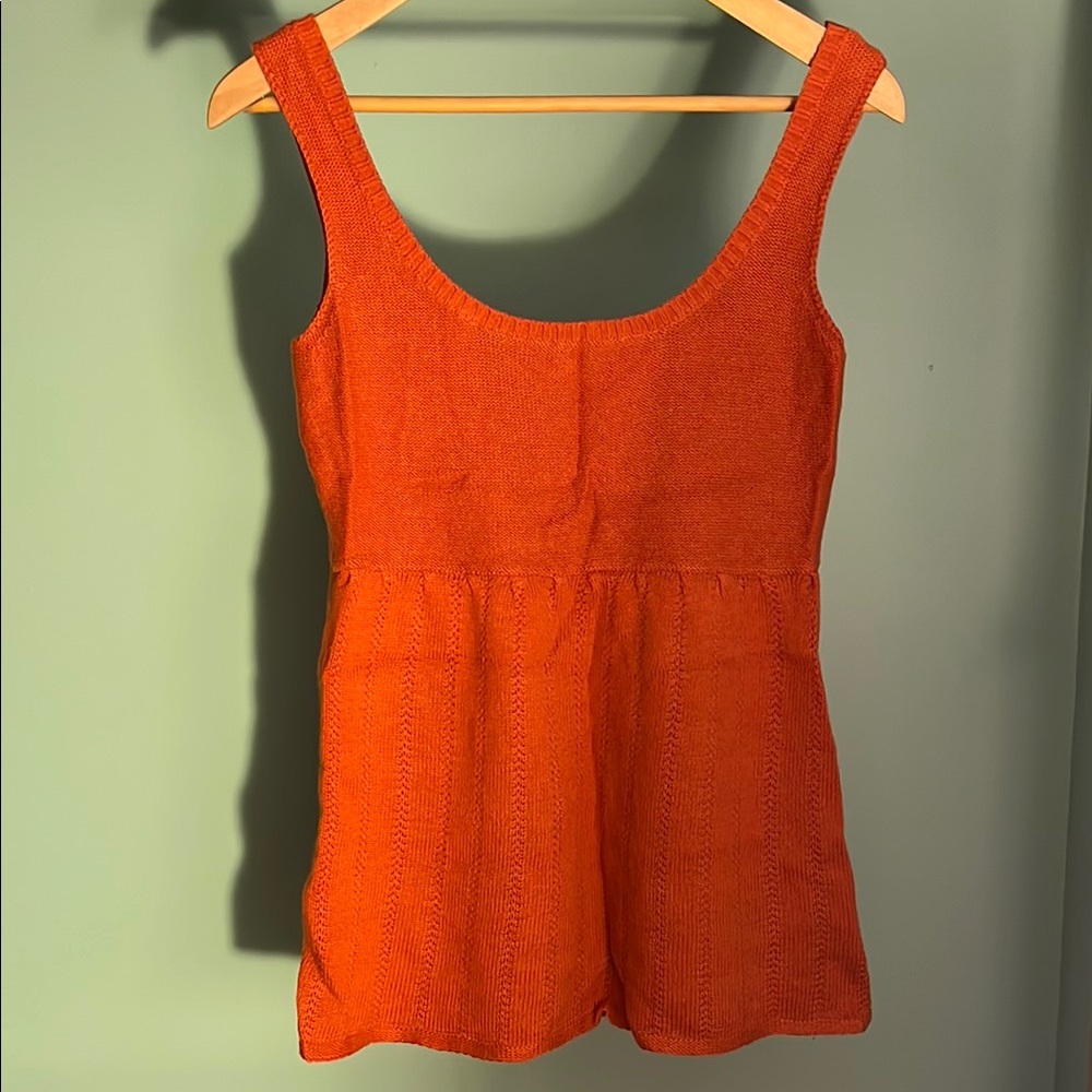 Orange Sleeveless Knit Top